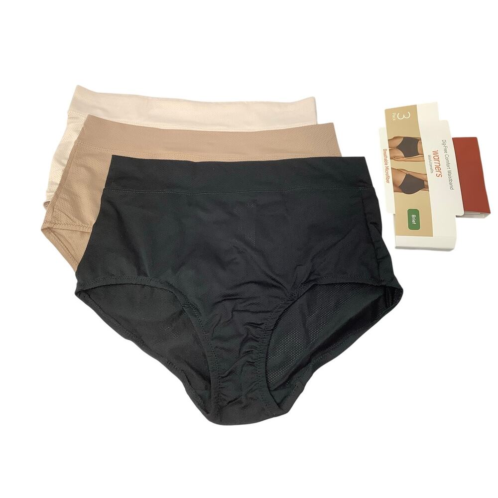 Warners Women's Medium 3 Packs Dig-Free Comfort Waistband Brief Microfiber D28-4